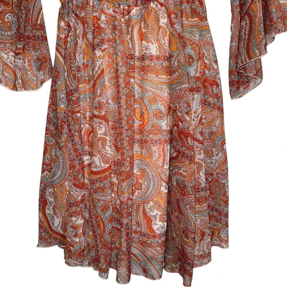 Kate & Lilly Paisley Boho Dress 4 Bell‎ Sleeve Festival Cottagecore Peasant
